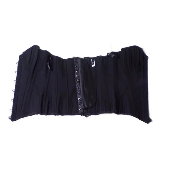 FELINA Corset Bustier Satin Lace Hook & Pin Black Large 6-8 NEW $78 - Picture 6 of 7